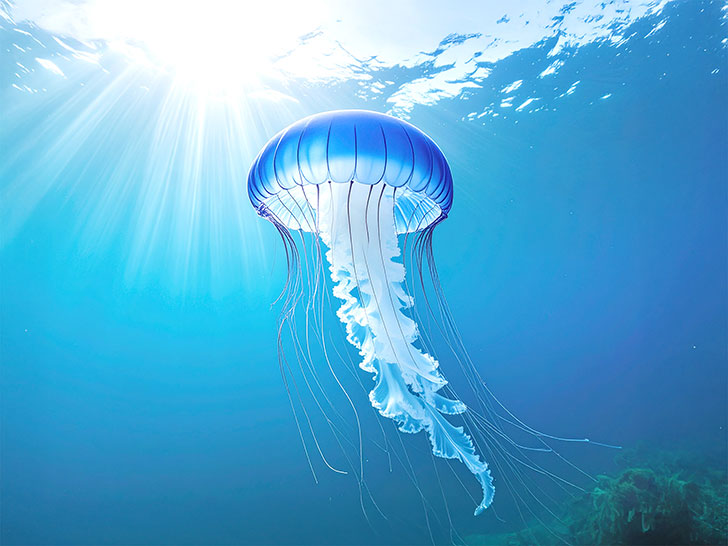 海の中をゆらゆら漂うクラゲ