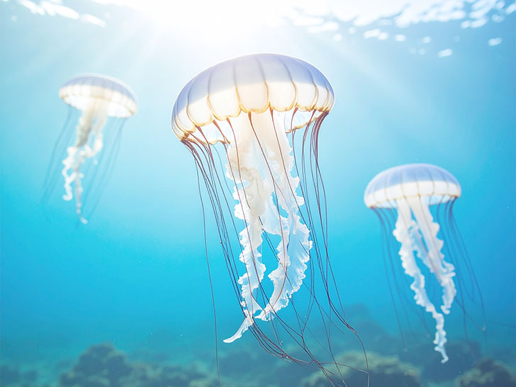 海の中をゆらゆら漂うクラゲ