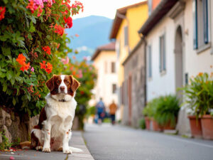 道端にたたずむ野良犬