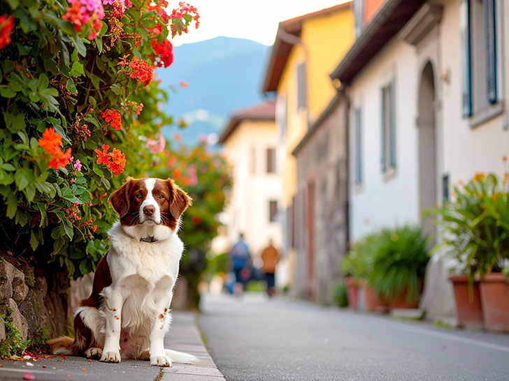 道端にたたずむ野良犬
