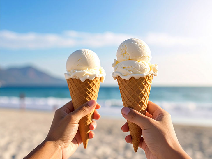 アイスクリームを持つ手