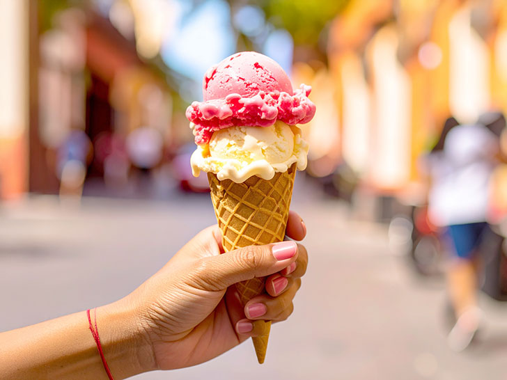 アイスクリームを持つ手