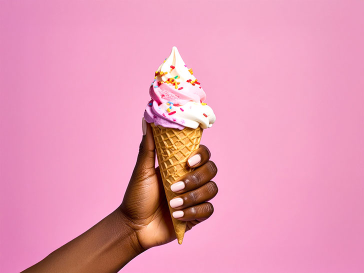 アイスクリームを持つ手
