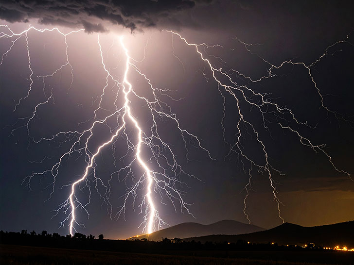 雷雲の空と稲妻