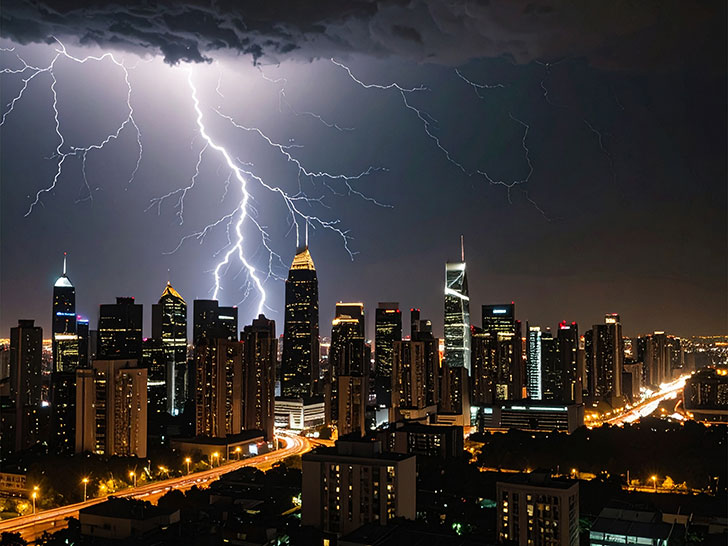 雷雲の空と稲妻
