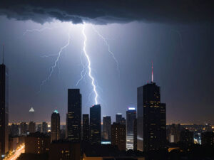 雷雲の空と稲妻