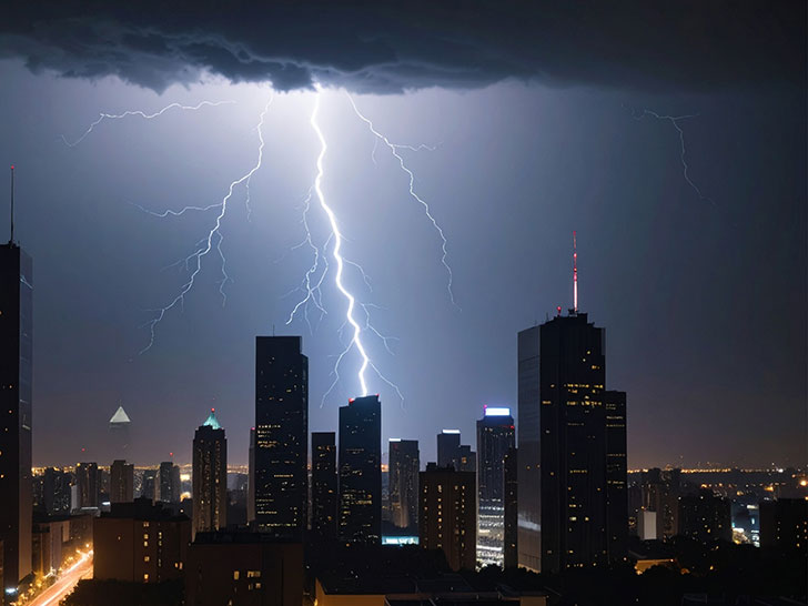 雷雲の空と稲妻