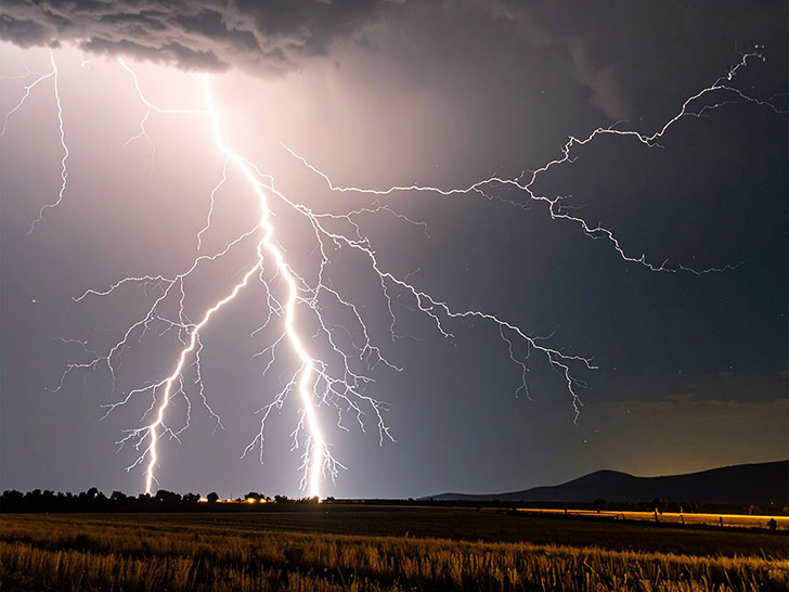 雷雲の空と稲妻