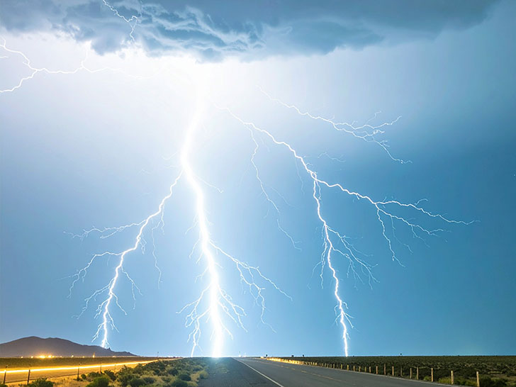 雷雲の空と稲妻