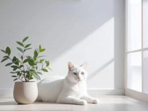 モダンでオシャレな部屋にたたずむ猫