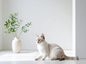 モダンでオシャレな部屋にたたずむ猫