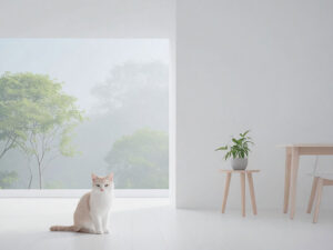 モダンでオシャレな部屋にたたずむ猫