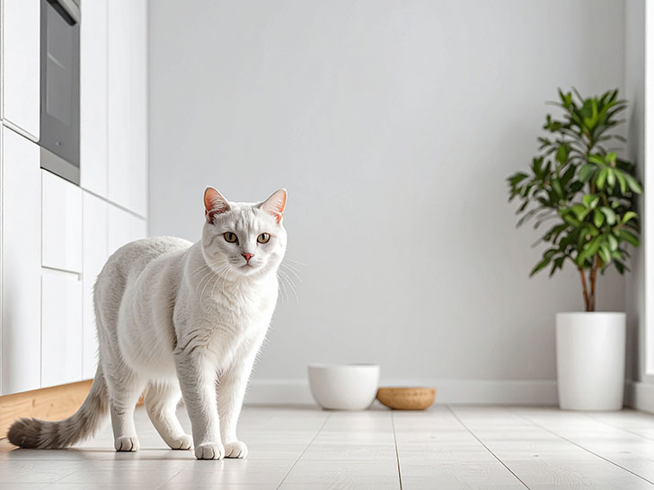モダンでオシャレな部屋にたたずむ猫