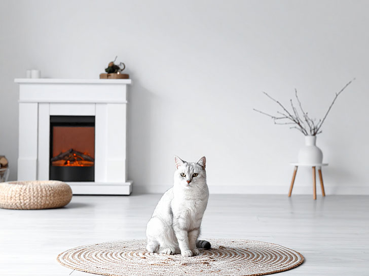 モダンでオシャレな部屋にたたずむ猫