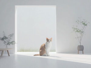 モダンでオシャレな部屋にたたずむ猫