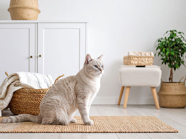 モダンでオシャレな部屋にたたずむ猫
