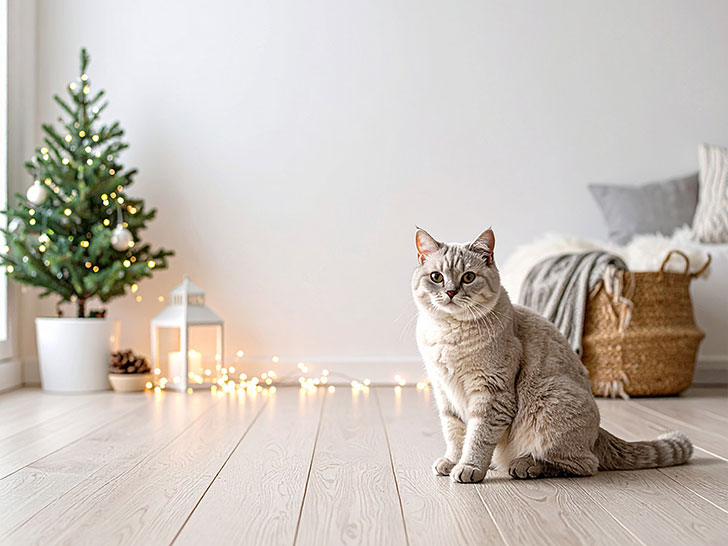 モダンでオシャレな部屋にたたずむ猫