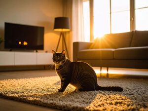 モダンでオシャレな部屋にたたずむ猫