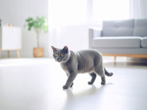 モダンでオシャレな部屋にたたずむ猫