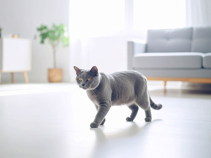 モダンでオシャレな部屋にたたずむ猫