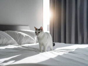 モダンでオシャレな部屋にたたずむ猫