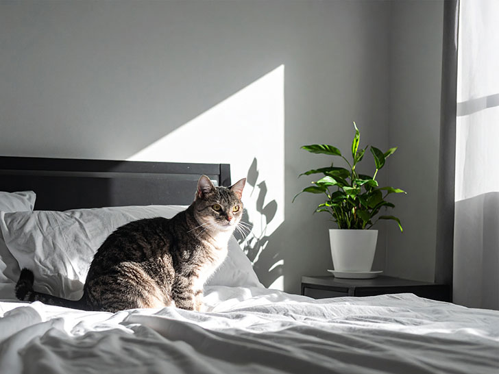 モダンでオシャレな部屋にたたずむ猫