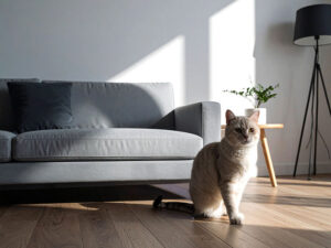 モダンでオシャレな部屋にたたずむ猫