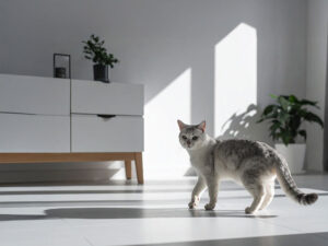 モダンでオシャレな部屋にたたずむ猫