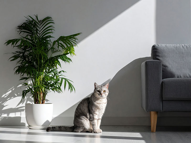 モダンでオシャレな部屋にたたずむ猫