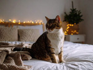 モダンでオシャレな部屋にたたずむ猫