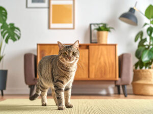モダンでオシャレな部屋にたたずむ猫
