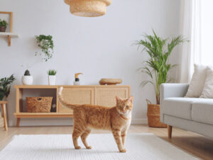 モダンでオシャレな部屋にたたずむ猫