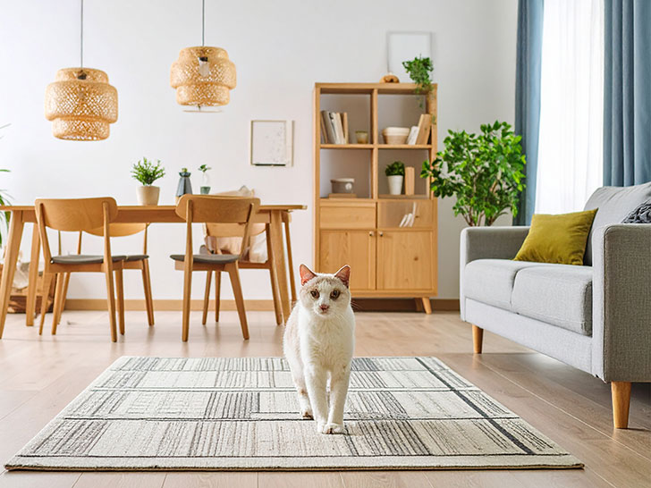 モダンでオシャレな部屋にたたずむ猫