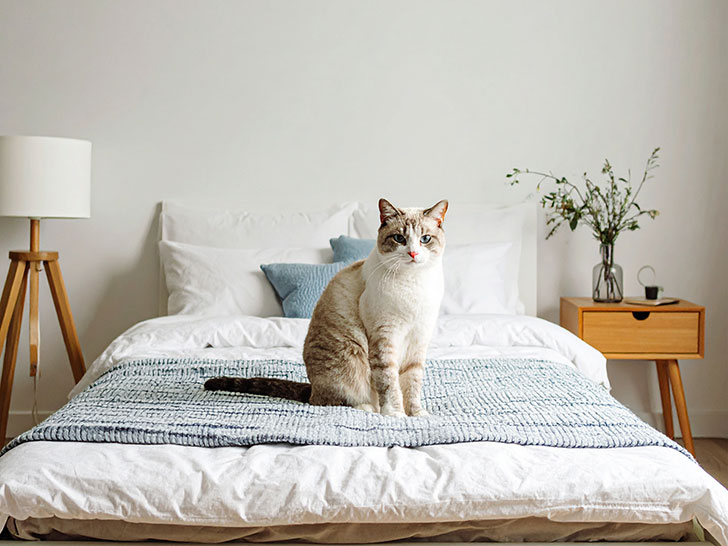 モダンでオシャレな部屋にたたずむ猫