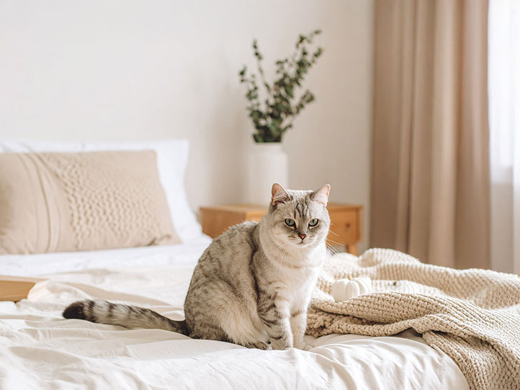 モダンでオシャレな部屋にたたずむ猫