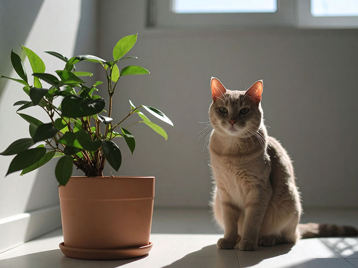 モダンでオシャレな部屋にたたずむ猫