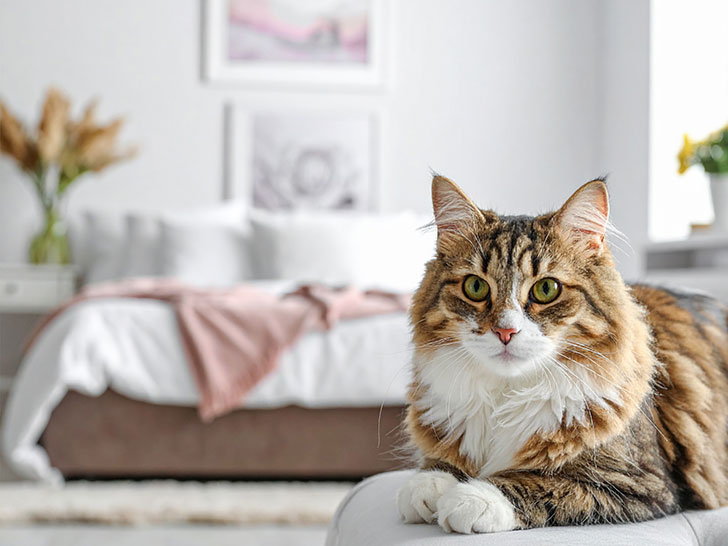 モダンでオシャレな部屋にたたずむ猫