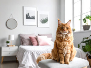 モダンでオシャレな部屋にたたずむ猫