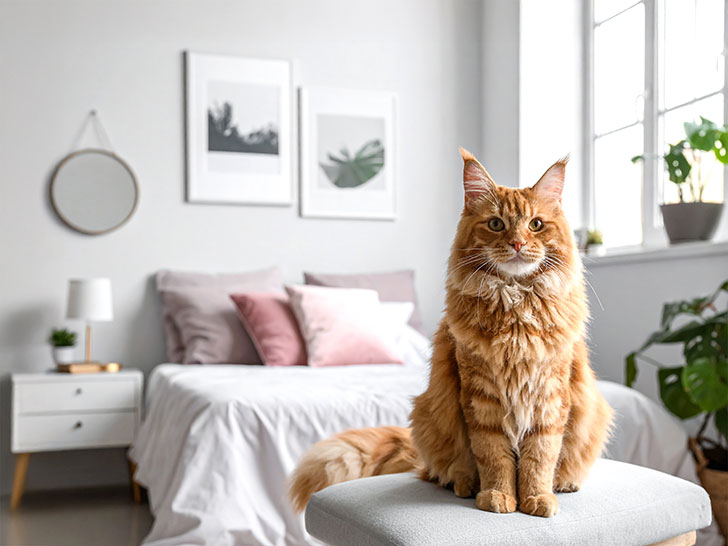 モダンでオシャレな部屋にたたずむ猫