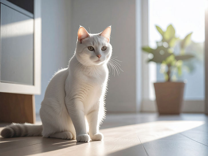 モダンでオシャレな部屋にたたずむ猫