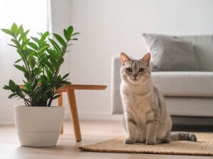 モダンでオシャレな部屋にたたずむ猫