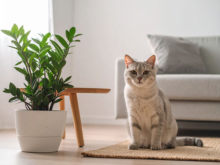 モダンでオシャレな部屋にたたずむ猫