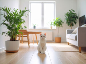 モダンでオシャレな部屋にたたずむ猫