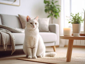 モダンでオシャレな部屋にたたずむ猫