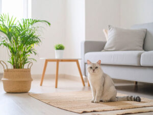 モダンでオシャレな部屋にたたずむ猫