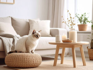 モダンでオシャレな部屋にたたずむ猫