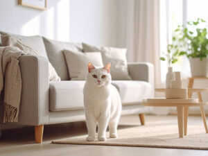 モダンでオシャレな部屋にたたずむ猫