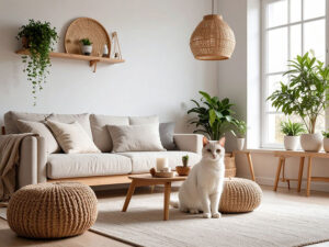 モダンでオシャレな部屋にたたずむ猫