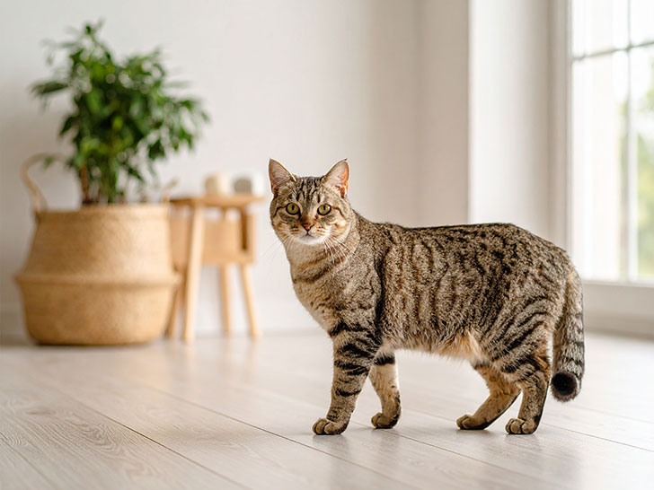 モダンでオシャレな部屋にたたずむ猫