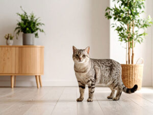 モダンでオシャレな部屋にたたずむ猫